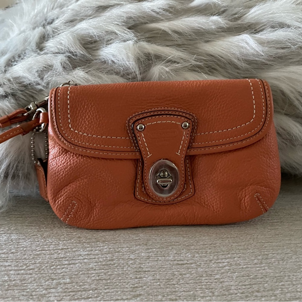 Orange Coach Wristlet